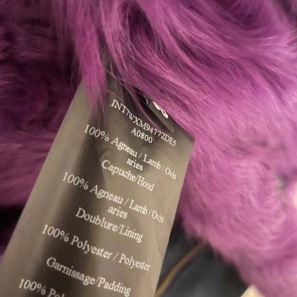 INTERMIX Denim Parka Coat with removable 100% Purple Lamb Fur - Picture 8 of 8
